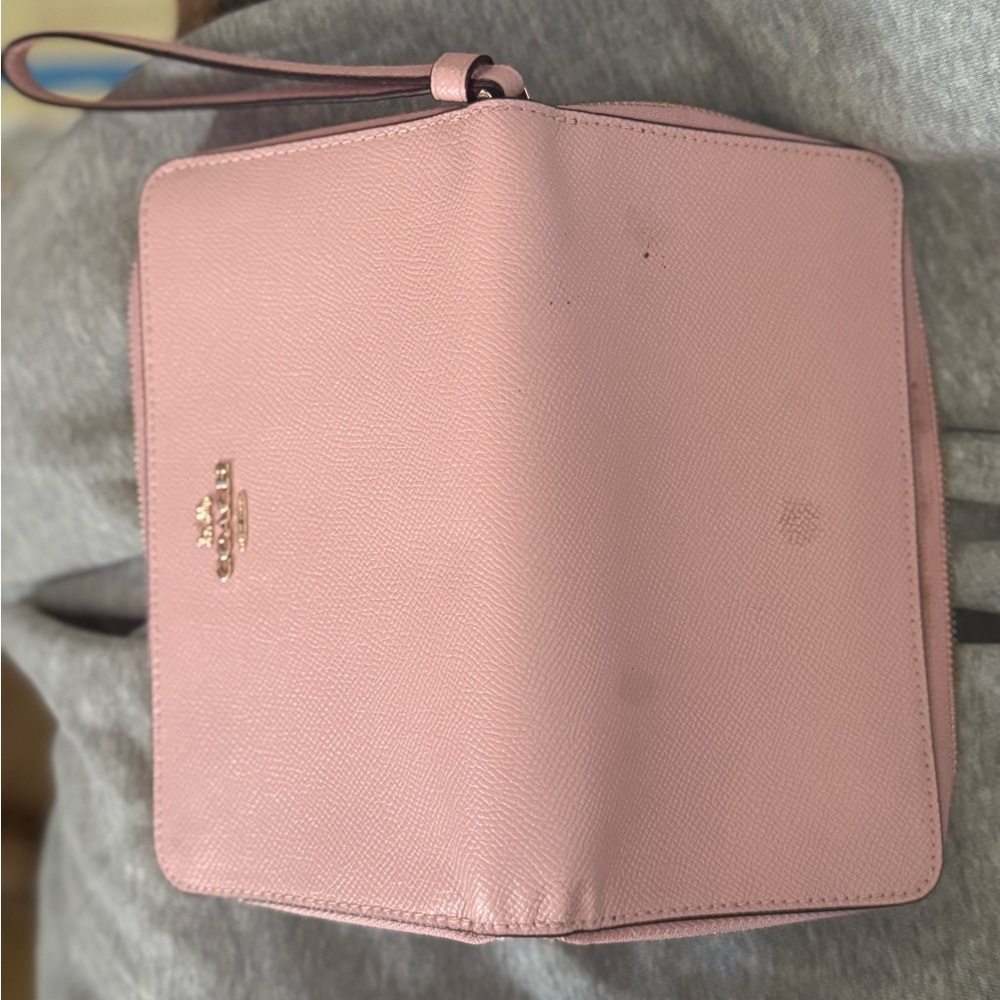 Coach Pink Leather Clutch with Minimalist Design